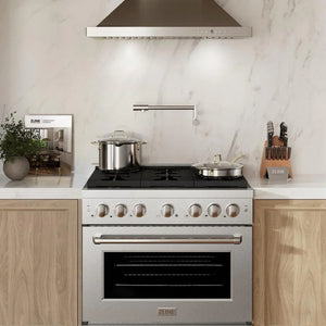 ZLINE 36" 5.2 cu. ft. Paramount Gas Range with Convection Gas Oven in Satin Stainless Steel with 6 Brass Burners, SGRS-BR-36