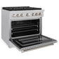 ZLINE 36" 5.2 cu. ft. Paramount Gas Range with Convection Gas Oven in Satin Stainless Steel with 6 Brass Burners, SGRS-BR-36