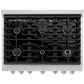 ZLINE 36" 5.2 cu. ft. Paramount Gas Range with Convection Gas Oven in Satin Stainless Steel with 6 Brass Burners, SGRS-BR-36