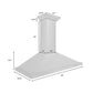 ZLINE 48" Designer Series Satin Stainless Steel Convertible Vent Wall Mount Range Hood, 8KBS-48