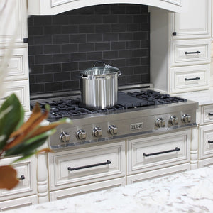 ZLINE 48" Legacy Gas Rangetop with 7 Burners and Porcelain Cooktop in Satin Stainless Steel with Griddle, RTS-GR-48