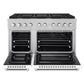 ZLINE 48" 6.7 cu. ft. Paramount Double Oven Gas Range with 8 Burner Cooktop in Satin Stainless Steel with White Matte Doors, SGRS-WM-48
