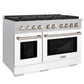ZLINE 48" 6.7 cu. ft. Paramount Double Oven Gas Range with 8 Burner Cooktop in Satin Stainless Steel with White Matte Doors, SGRS-WM-48