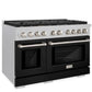 ZLINE 48" 6.7 cu. ft. Paramount Double Oven Gas Range with 8 Burner Cooktop in Satin Stainless Steel with Black Matte Doors, SGRS-BLM-48
