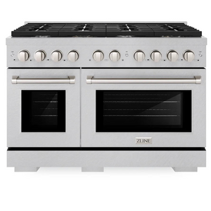 ZLINE 48" 6.7 cu. ft. Paramount Double Oven Gas Range with 8 Burner Cooktop in Satin Stainless Steel, SGRS-48