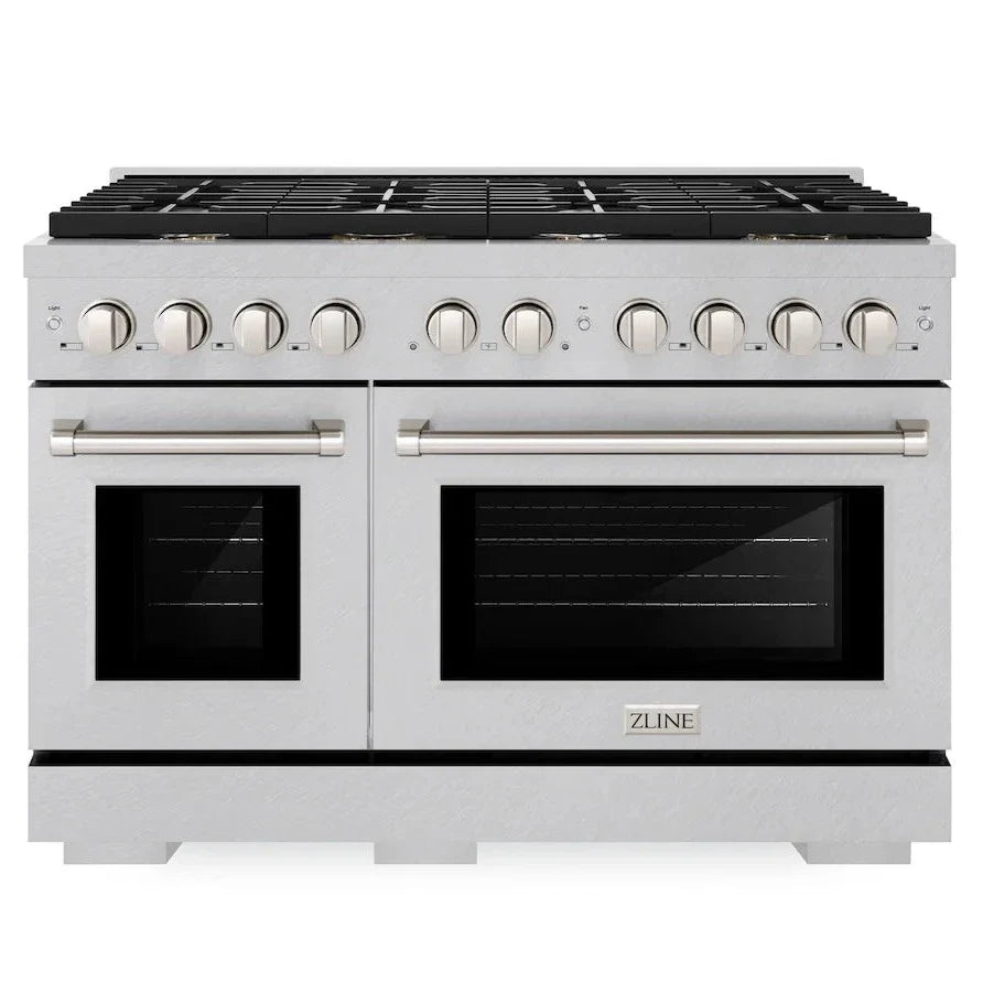 ZLINE 48" 6.7 cu. ft. Paramount Double Oven Gas Range in Satin Stainless Steel with 8 Brass Burners, SGRS-BR-48