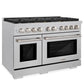 ZLINE 48" 6.7 cu. ft. Paramount Double Oven Gas Range in Satin Stainless Steel with 8 Brass Burners, SGRS-BR-48