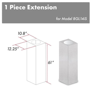 ZLINE 61" Satin Stainless Steel Chimney Extension for Ceilings up to 12.5 ft., 8GL14iS-E