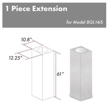 ZLINE 61" Satin Stainless Steel Chimney Extension for Ceilings up to 12.5 ft., 8GL14iS-E