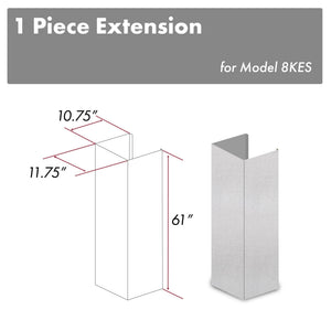 ZLINE 61" Satin Stainless Steel Chimney Extension for Ceilings up to 12.5 ft., 8KES-E