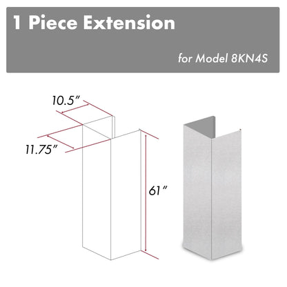ZLINE 61" Satin Stainless Steel Chimney Extension for Ceilings up to 12.5 ft., 8KN4S-E