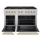 ZLINE Autograph 48" 6.7 cu. ft. Paramount Double Oven Gas Range with 8 Burner Cooktop in Satin Stainless Steel with White Matte Doors and Champagne Bronze Accents, SGRSZ-WM-48-CB