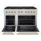 ZLINE Autograph Package - 48" Gas Range and Range Hood in Satin Stainless Steel, White Matte, Bronze Accents
