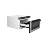 ZLINE Autograph Edition 24" Built-in Microwave Drawer with a Traditional Handle in Stainless Steel Matte Black Accents