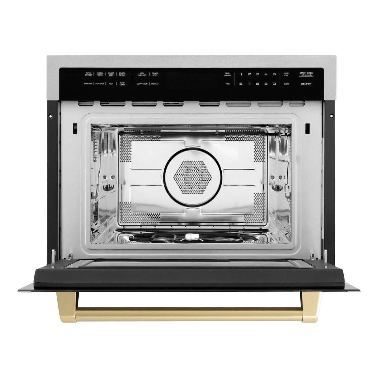 ZLINE Autograph Edition 24" 1.6 cu ft. Built-in Convection Microwave Oven in Fingerprint Resistant Stainless Steel with Champagne Bronze Accents (MWOZ-24-SS-CB)