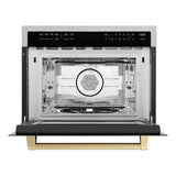 ZLINE Autograph Edition 24" 1.6 cu ft. Built-in Convection Microwave Oven in Fingerprint Resistant Stainless Steel with Champagne Bronze Accents (MWOZ-24-SS-CB)