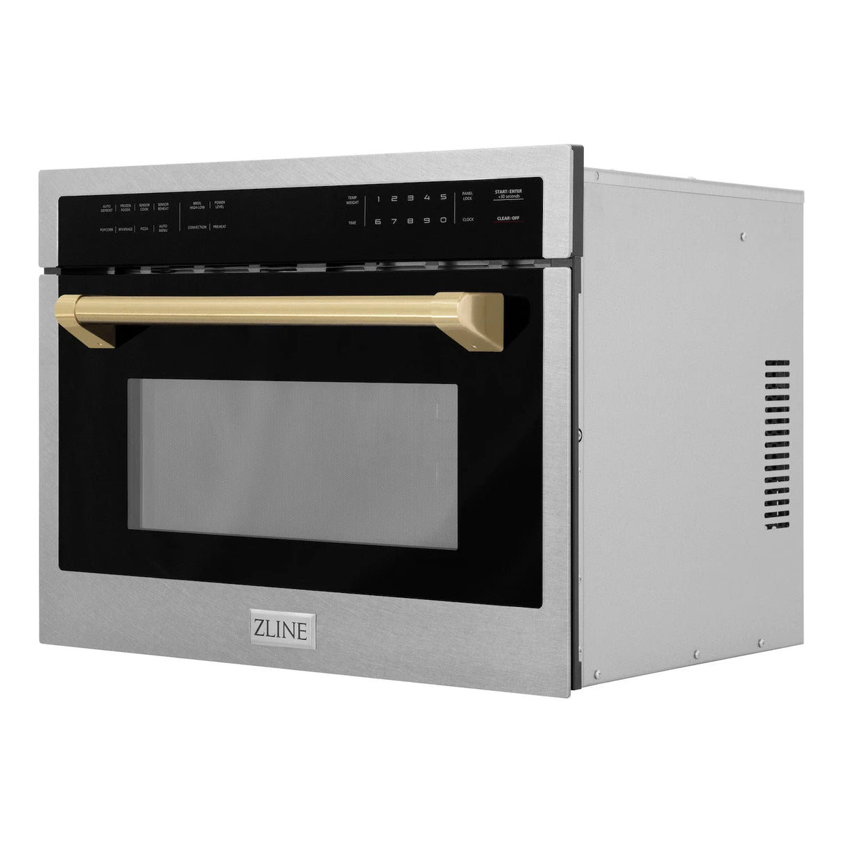 ZLINE Autograph Edition 24" 1.6 cu ft. Built-in Convection Microwave Oven in Fingerprint Resistant Stainless Steel with Champagne Bronze Accents (MWOZ-24-SS-CB)