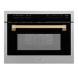 ZLINE Autograph Edition 24" 1.6 cu ft. Built-in Convection Microwave Oven in Fingerprint Resistant Stainless Steel with Champagne Bronze Accents (MWOZ-24-SS-CB)