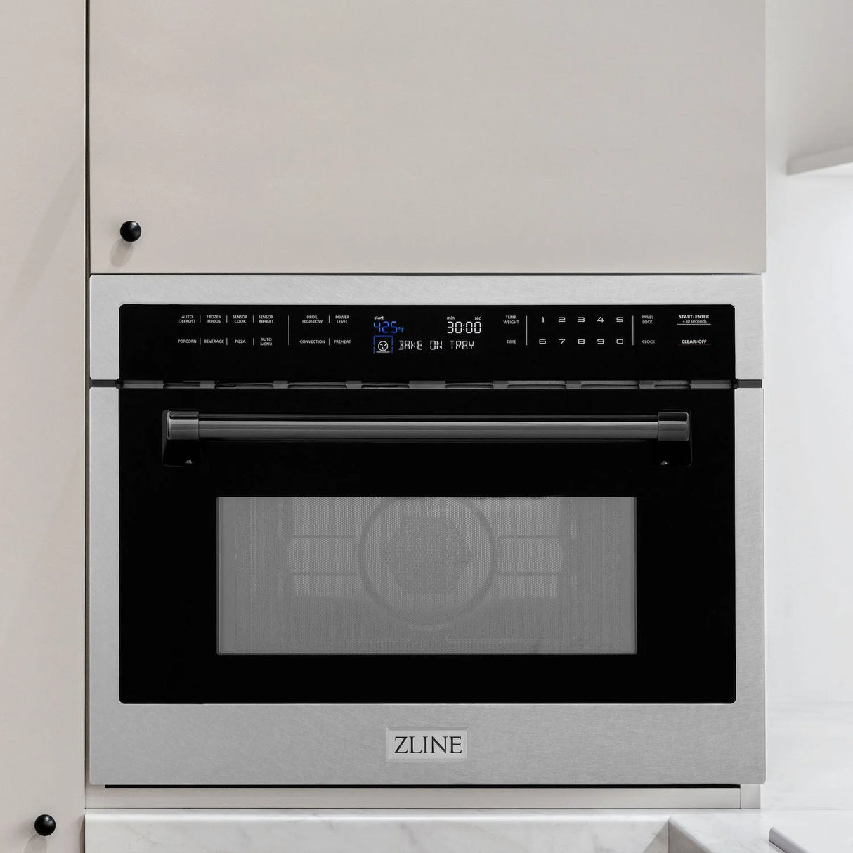 ZLINE Autograph Edition 24" Built-in Convection Microwave Oven in DuraSnow Stainless Steel with Matte Black Accents