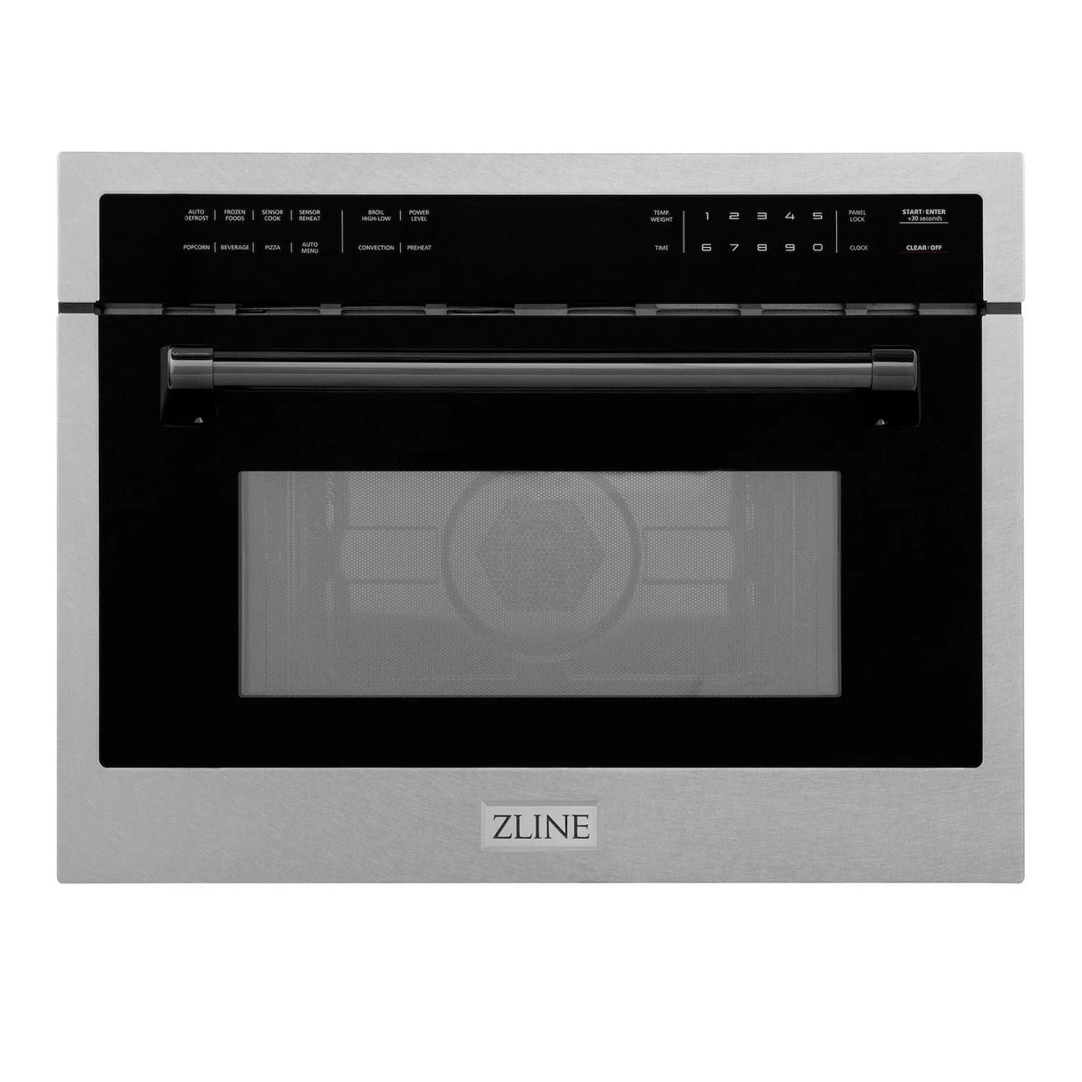 ZLINE Autograph Edition 24" Built-in Convection Microwave Oven in DuraSnow Stainless Steel with Matte Black Accents