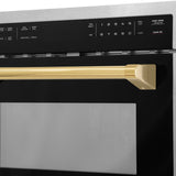 ZLINE Autograph Edition 24" Built-in Convection Microwave Oven in DuraSnow Stainless Steel with Gold Accents