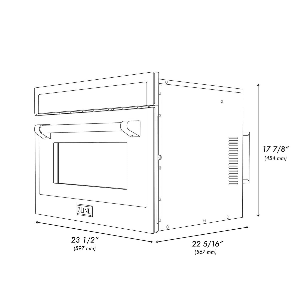 ZLINE Autograph Edition 24" Built-in Convection Microwave Oven in DuraSnow Stainless Steel with Gold Accents