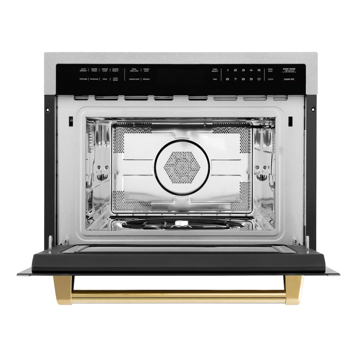 ZLINE Autograph Edition 24" Built-in Convection Microwave Oven in DuraSnow Stainless Steel with Gold Accents