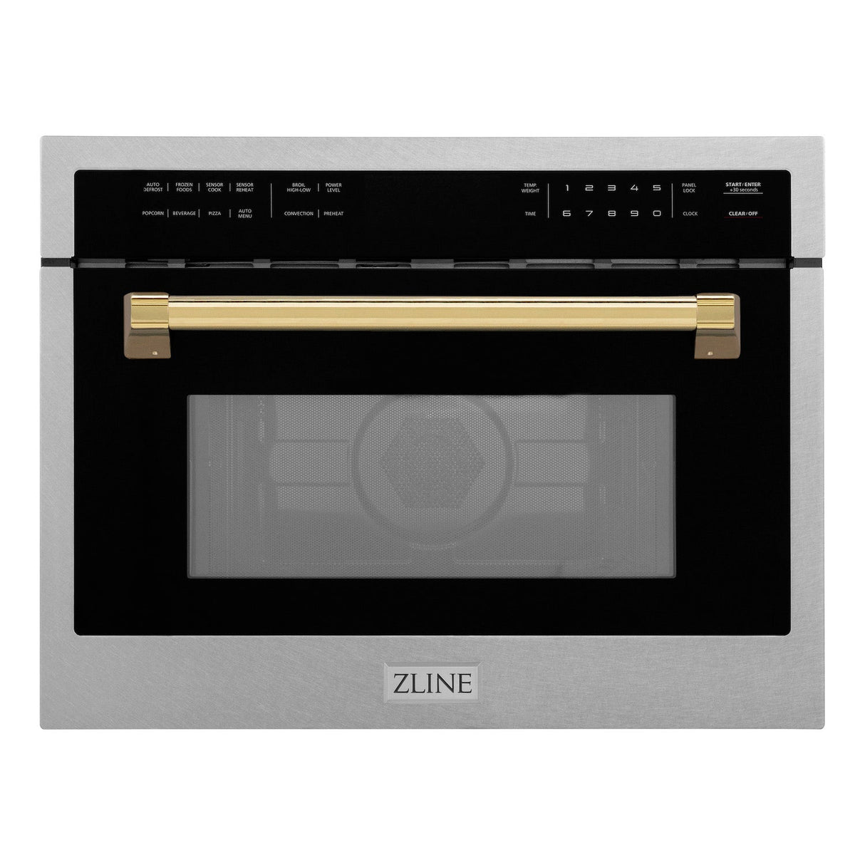 ZLINE Autograph Edition 24" Built-in Convection Microwave Oven in DuraSnow Stainless Steel with Gold Accents