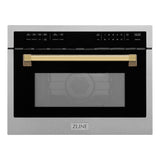 ZLINE Autograph Edition 24" Built-in Convection Microwave Oven in DuraSnow Stainless Steel with Gold Accents