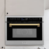 ZLINE Autograph Edition 24" Built-in Convection Microwave Oven in DuraSnow Stainless Steel with Gold Accents