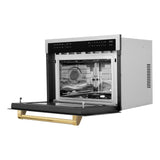 ZLINE Autograph Edition 24" Built-in Convection Microwave Oven in DuraSnow Stainless Steel with Gold Accents