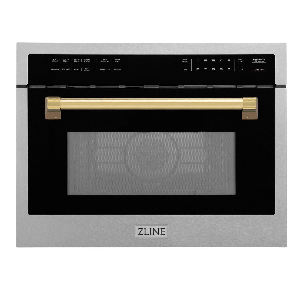 ZLINE Autograph Edition 24" Built-in Convection Microwave Oven in DuraSnow Stainless Steel with Gold Accents