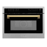 ZLINE Autograph Edition 24" Built-in Convection Microwave Oven in DuraSnow Stainless Steel with Gold Accents