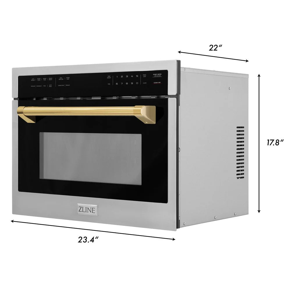 ZLINE Autograph Edition 24" Built-in Convection Microwave Oven in Stainless Steel Polished Gold