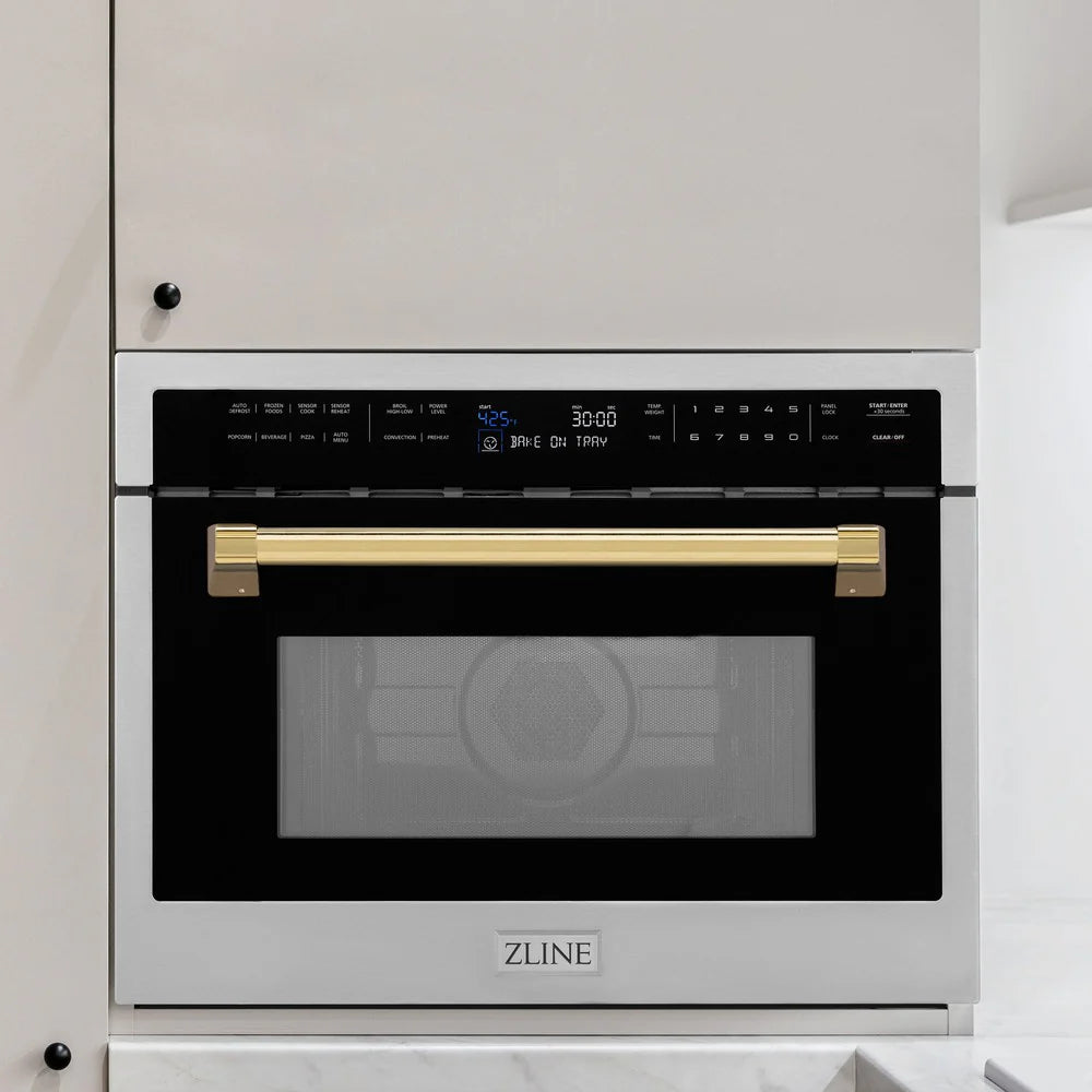 ZLINE Autograph Edition 24" Built-in Convection Microwave Oven in Stainless Steel Polished Gold