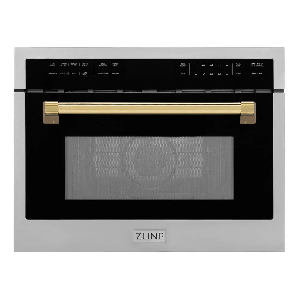 ZLINE Autograph Edition 24" Built-in Convection Microwave Oven in Stainless Steel Polished Gold