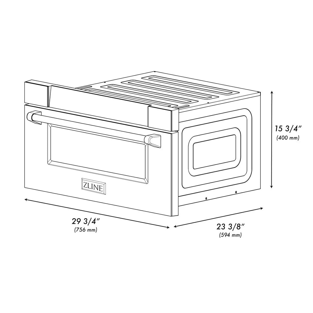 ZLINE Autograph Edition 30" 1.2 cu. ft. Built-In Microwave Drawer in Fingerprint Resistant Stainless Steel with Champagne Bronze Accents