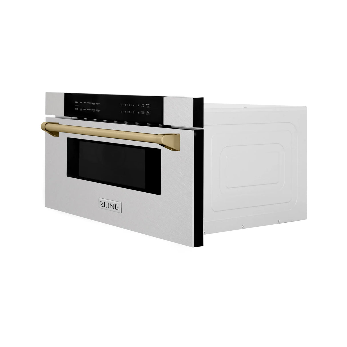 ZLINE Autograph Edition 30" 1.2 cu. ft. Built-In Microwave Drawer in Fingerprint Resistant Stainless Steel with Champagne Bronze Accents