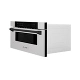 ZLINE Autograph Edition 30" Built-in Microwave Drawer in DuraSnow Stainless Steel with Matte Black Accents