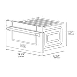 ZLINE Autograph Edition 30" Built-in Microwave Drawer in DuraSnow Stainless Steel with Gold Accents