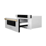 ZLINE Autograph Edition 30" Built-in Microwave Drawer in DuraSnow Stainless Steel with Gold Accents