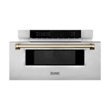 ZLINE Autograph Edition 30" 1.2 cu. ft. Built-In Microwave Drawer in Stainless Steel with Champagne Bronze Accents