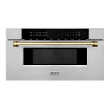 ZLINE Autograph Edition 30" 1.2 cu. ft. Built-In Microwave Drawer in Stainless Steel with Champagne Bronze Accents