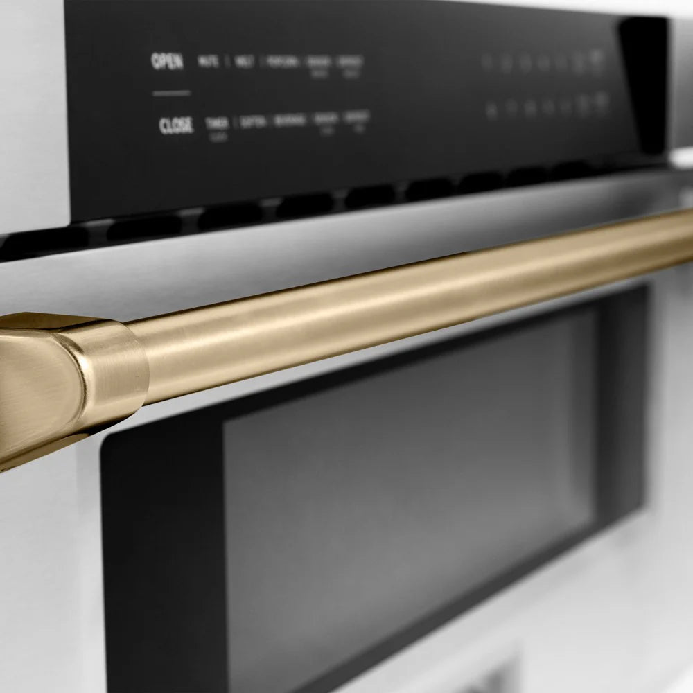 ZLINE Autograph Edition 30" Built-in Microwave Drawer in Stainless Steel with Polish Gold Accents