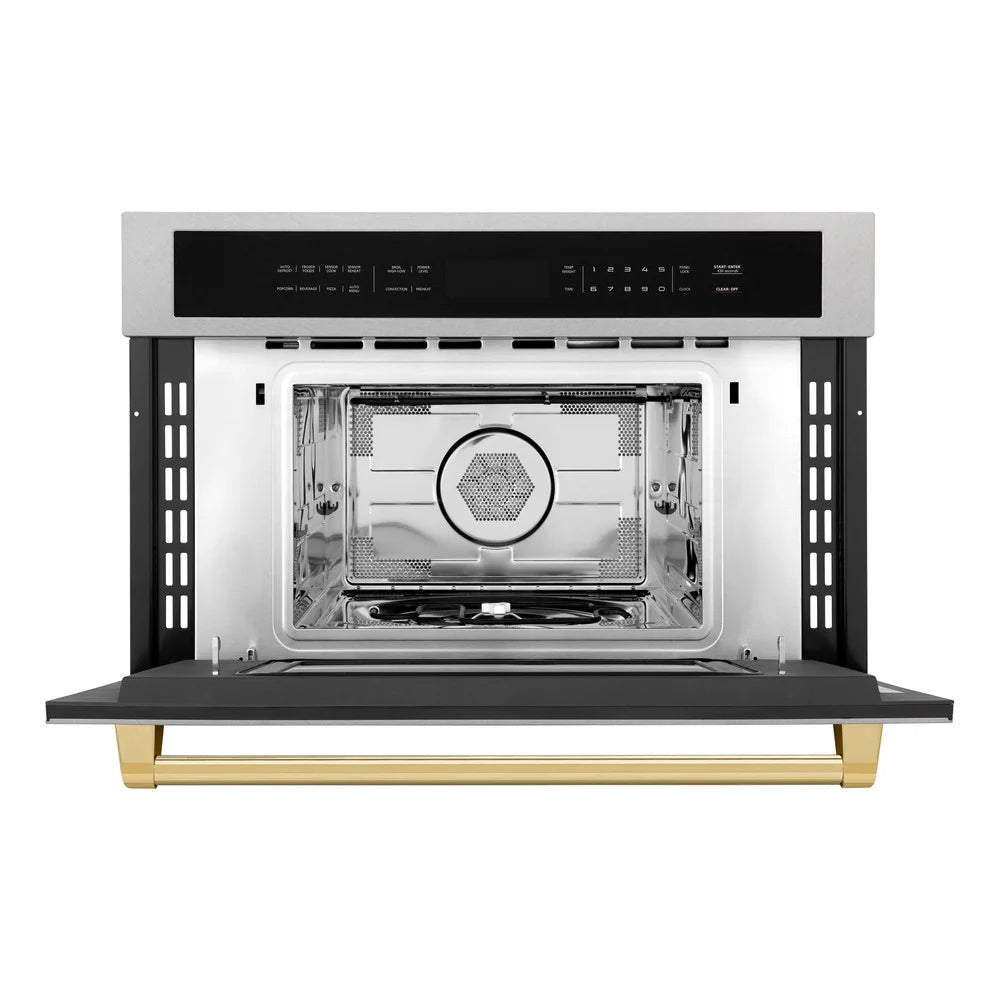 ZLINE Autograph Edition 30” Built-in Convection Microwave Oven in DuraSnow Stainless Steel Polished Gold