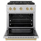 ZLINE Autograph 30" 4.2 cu. ft. Paramount Gas Range with 4 Burner Cooktop and Convection Gas Oven in Satin Stainless Steel and Champagne Bronze Accents, SGRSZ-30-CB