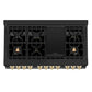ZLINE Autograph 48" 6.0 cu. ft. Dual Fuel Range in Black Stainless Steel with Gold Accents, RABZ-48-G