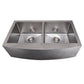 ZLINE 36" Niseko Farmhouse Apron Mount Double Bowl Satin Stainless Steel Kitchen Sink with Bottom Grid, SA50D-36S