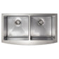 ZLINE 36" Niseko Farmhouse Apron Mount Double Bowl Satin Stainless Steel Kitchen Sink with Bottom Grid, SA50D-36S