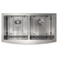 ZLINE 36" Niseko Farmhouse Apron Mount Double Bowl Satin Stainless Steel Kitchen Sink with Bottom Grid, SA50D-36S